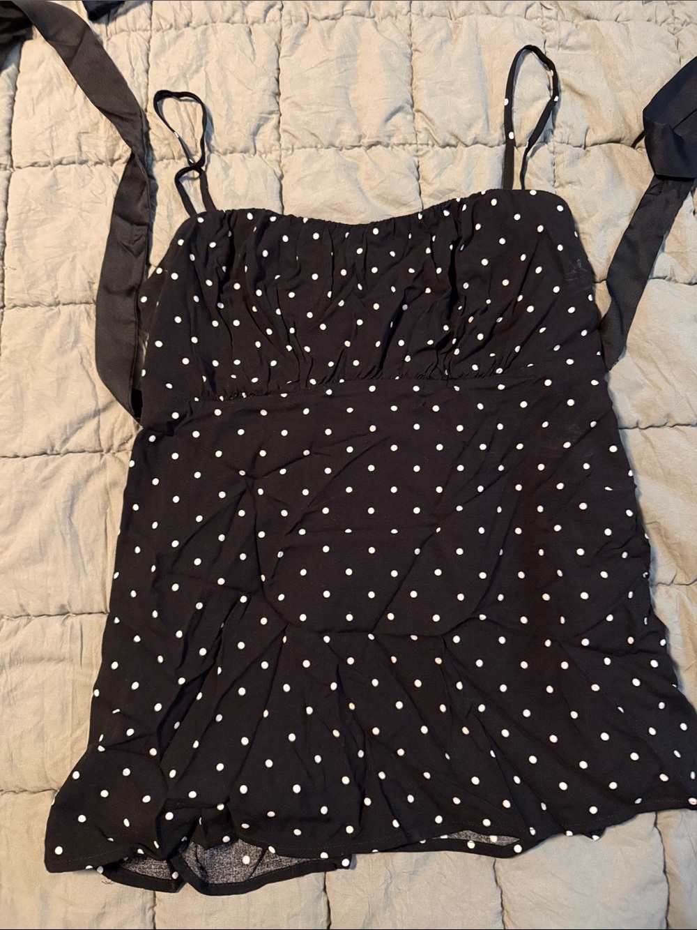 Black Polka Dot Spaghetti Strap Women's Top Hollister Medium